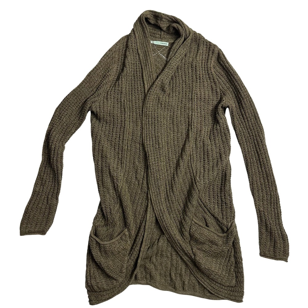 Maurices Olive Green‎ Knit Open Front Cardigan Sweater Pockets Casual Comfy sz M